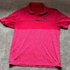 Under Armour Men's Two-Tone Hot Pink Polo